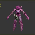 Futuristic Pink Humanoid Robot Character With Mechanical Armor And Detailed Structure Design