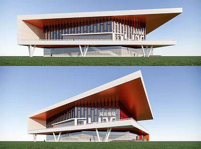 Modern Gymnasium Building Simple Gymnasium 3d model
