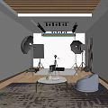 Professional Photography Studio With Lighting Equipment Tripod Wall Art And Decor