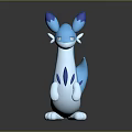Blue And White Mythical Creature Character With Spotted Body Horns And Tail 3D Model Design