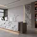 Modern company front desk background wall reception area bar desk reception desk hall simple lobby 3d model