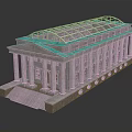 Ancient Architecture Classical Design Featuring Stone Columns Glass Roof And Stone Steps