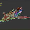 Red Futuristic Spaceship Model With Metallic Structure Open Cockpit And Detailed Wings
