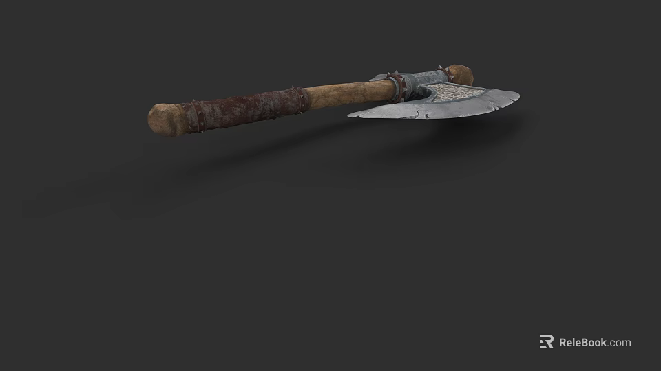 Vintage Axe Weapon With Wooden Handle And Rustic Metal Blade Design 3d model 