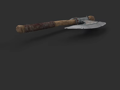 Vintage Axe Weapon With Wooden Handle And Rustic Metal Blade Design 3d model