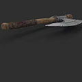 Vintage Axe Weapon With Wooden Handle And Rustic Metal Blade Design