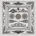 Intricate Carving Artwork On Decorative Ceiling Panel With Symmetric Patterns And Circular Elements 3d model