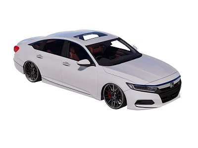 Modern White Sedan With Sleek Body Sunroof Black Wheels And Red Interior 3d model