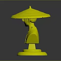 Character Bust Wearing Red Wide Brimmed Hat And Blue Shirt On White Base