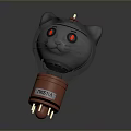 Robot Cat With Silver Head Transparent Dome Red Eyes Red Cylindrical Body And ATOM