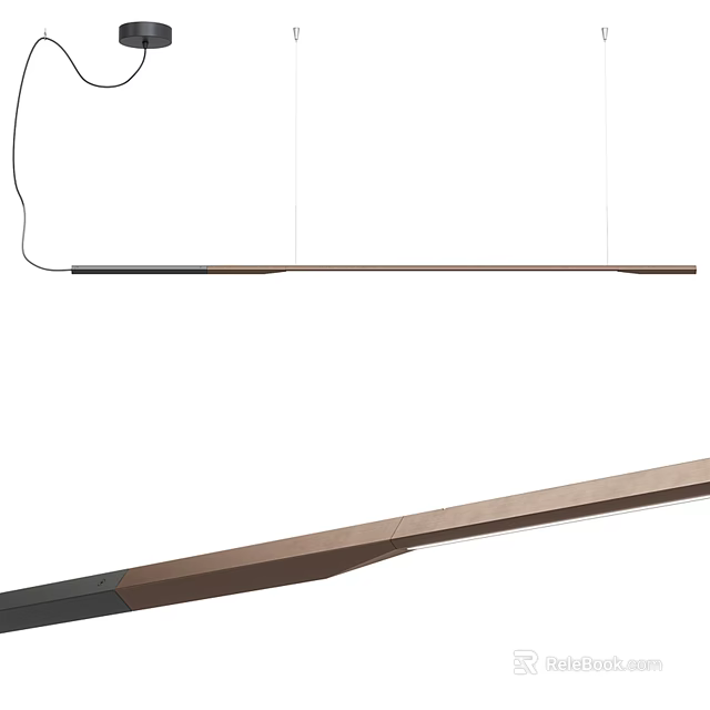 Sleek Modern Pendant Light With Linear Wooden Design And LED Illumination for Dining Room 3d model 