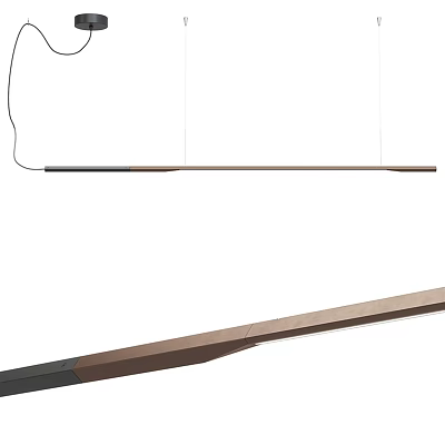 Sleek Modern Pendant Light With Linear Wooden Design And LED Illumination for Dining Room 3d model