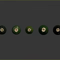 Five Green Wine Bottles And Glasses With Candles On Dark Reflective Background