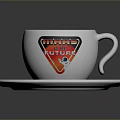 Everyday White Coffee Cup with Saucer and MIND THE FUTURE Logo Design