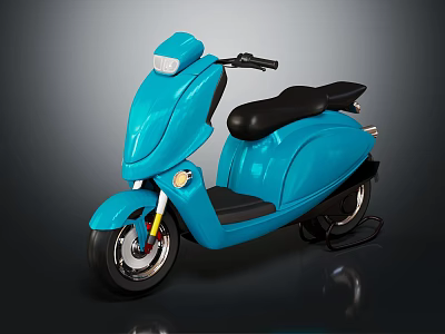 Blue Modern Scooter With Black Seat And Sleek Design On Dark Background 3d model