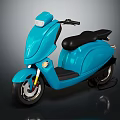 Blue Modern Scooter With Black Seat And Sleek Design On Dark Background