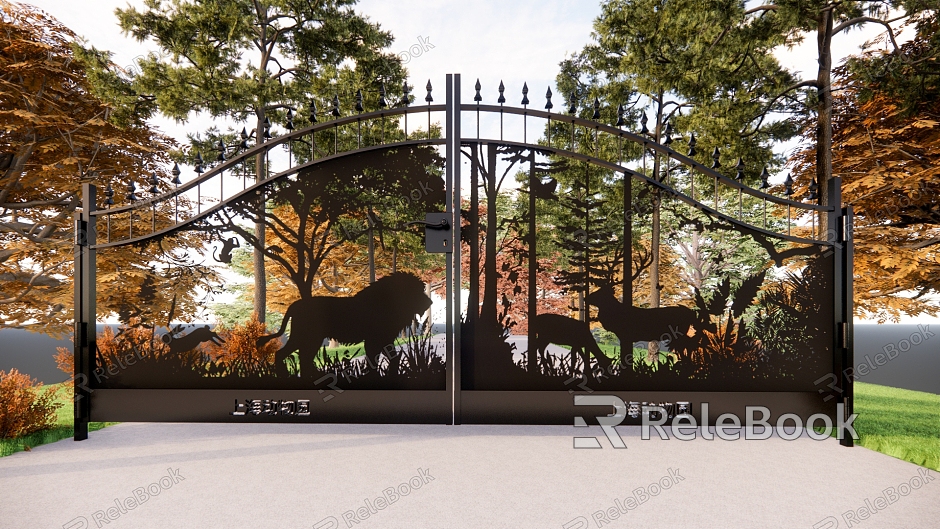 Modern Zoo Gate Iron Gate Creative Gate Zoo Iron Gate model