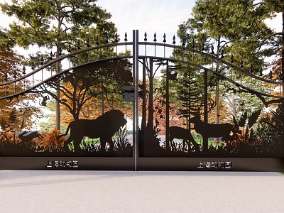 Modern Zoo Gate Iron Gate Creative Gate Zoo Iron Gate model