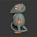 Cartoon Mouse Game Movie Character With Gray Body Orange Paws White Belly And Big Eyes