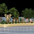 Animal Park Animal Booth Giraffe Tiger Panda Elephant Zebra Bamboo Forest Bamboo 3d model