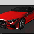 Red Mercedes Sports Car with Sleek Body Design and Black Alloy Wheels