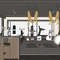 Modern Fitness Studio With Suspension Straps Dumbbells And Workout Equipment