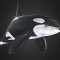 Realistic 3D Orca Model With Black And White Coloration And Detailed Fins