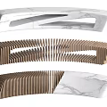 Modern Landscape Seats Featuring Marble And Wooden Curved Geometric Design Elements 3d model