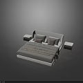 Modern Double Bed Interior Featuring Nightstands Soft Bedding And Decorative Pillows
