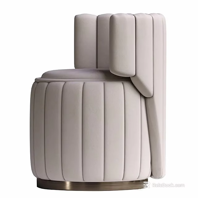 Modern Accent Chair With Tufted Back Armrests And Neutral Beige Upholstered Design 3d model 