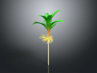 Tropical Palm Tree Plant With Green Leaves Yellow Roots And White Stem 3d model
