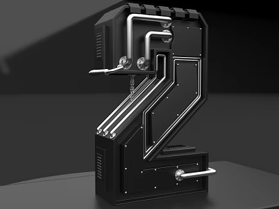 Mechanical Style Decorative Ornament Combination With Metal Pipes And Industrial Design Structure 3d model