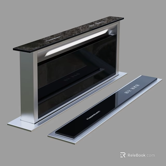 Modern Kitchen Appliance With Black Glass Surface And Silver Frame Design 3d model