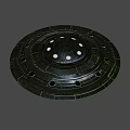Futuristic Disc Shaped UFO Model Featuring Circular Lights And Detailed Surface 3d model