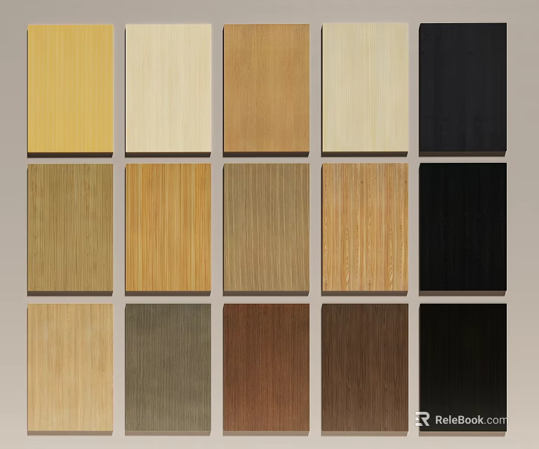 Wooden Wall Panels With Various Colors And Texture Samples Collection 3d model 