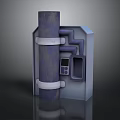 Industrial Mechanical Equipment With Cylindrical Pipe White Straps Gray Structure And Display Panel
