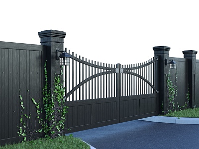 Doors, wooden doors, wooden guardrails 3d model