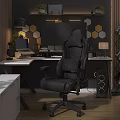 Modern Gaming Chair In Home Office With Hexagon Wall Decor And Audio Speakers