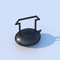 Black Household Kettle With Curved Handle And Spout For Daily Use