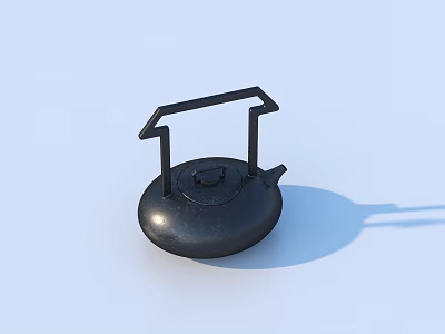 Black Household Kettle With Curved Handle And Spout For Daily Use 3d model