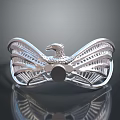 Stylish Silver Ring With Eagle Design And Decorative Wing Details 3d model