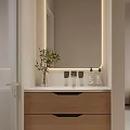 Modern Wooden Bathroom Cabinet With Backlit Mirror Storage Drawers And Toiletries