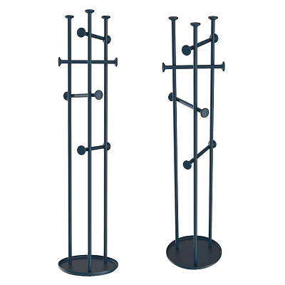 Modern Metal Coat Racks With Vertical Horizontal Bars And Round Base Set Of Two 3d model