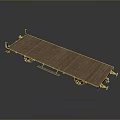 Flatbed Train Car With Wooden Deck And Metal Wheels Simple Design 3d model