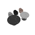 Modern Round Dining Table Set With Marble Top Black Base And Multi Colored Chairs 3d model
