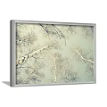 Two Plant Paintings With Silver Frames And Yellow Trees On Light Green Wall 3d model