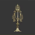 Elegant Golden Candle Lamp With Ornate Tower Design And Transparent Center