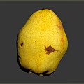 Fresh Yellow Pear With Brown Spots On Dark Shiny Background
