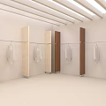 Beige and Brown Column Style Display Shelves with Hanging Rods for Clothes in Indoor Space 3d model