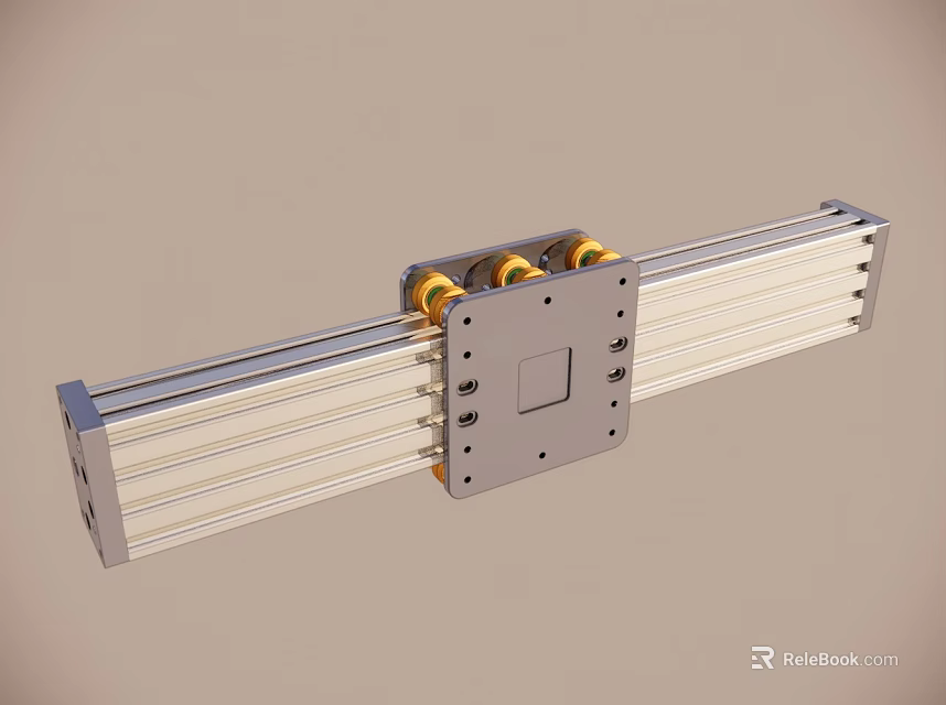 Mechanical Linear Guide Rail System With Slider Block Ball Bearings And Metal Structure 3d model 